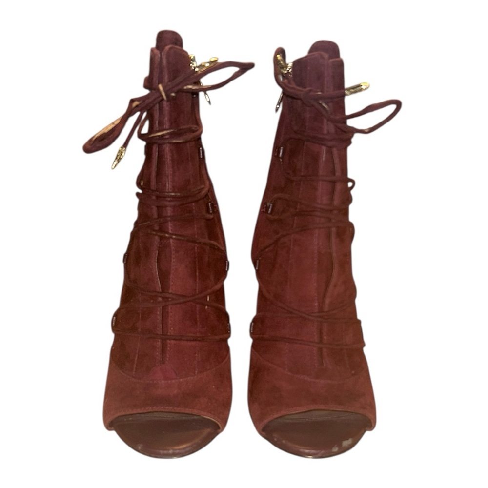 Sam Edelman Asher Wine Suede Ankle Lace Up Boots - Picture 5 of 14